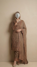 Rosy Brown Chiffon 3 Piece Suit