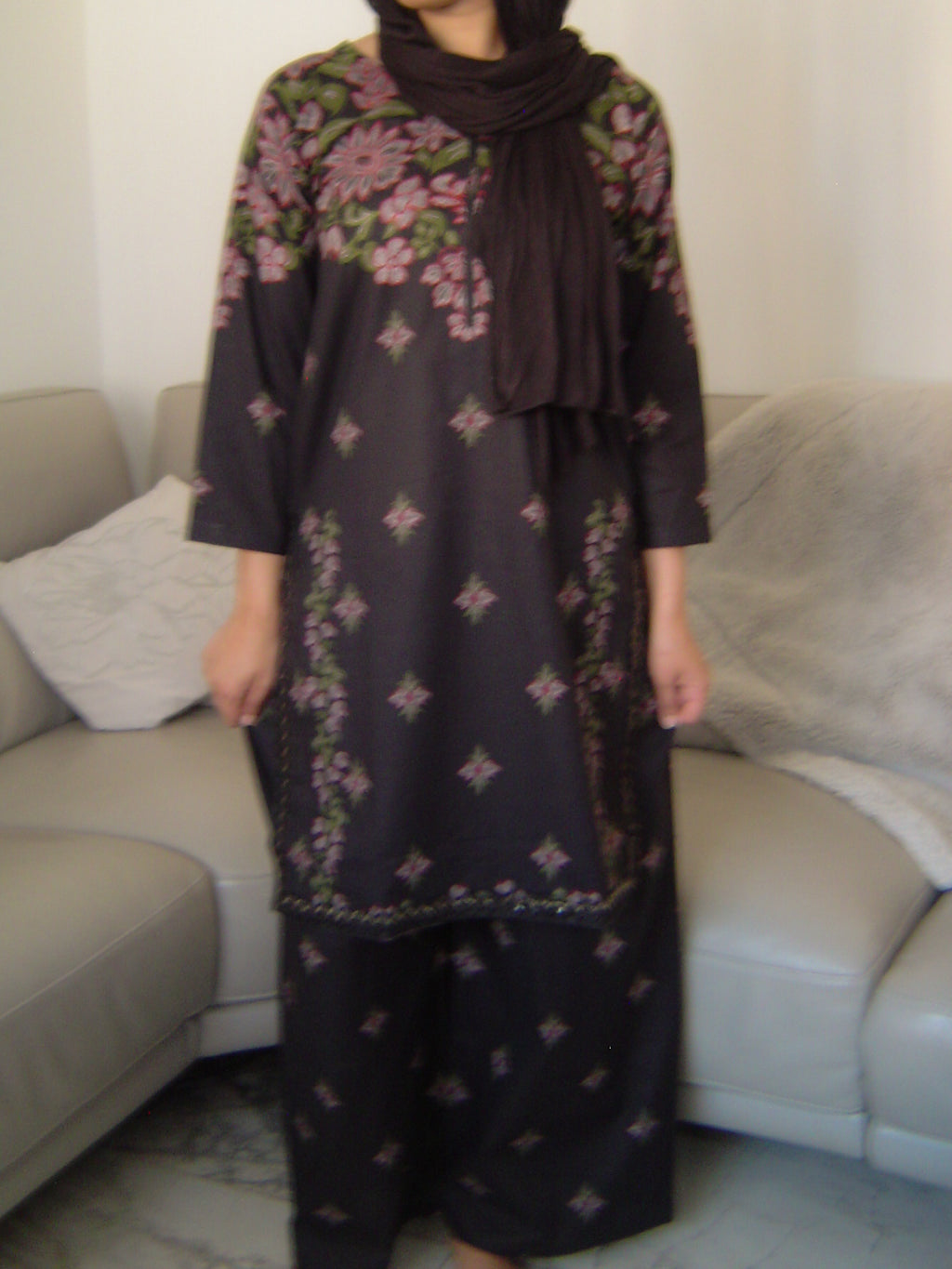 Black Printed 2-Piece Cotton Lawn Coord Suit Set