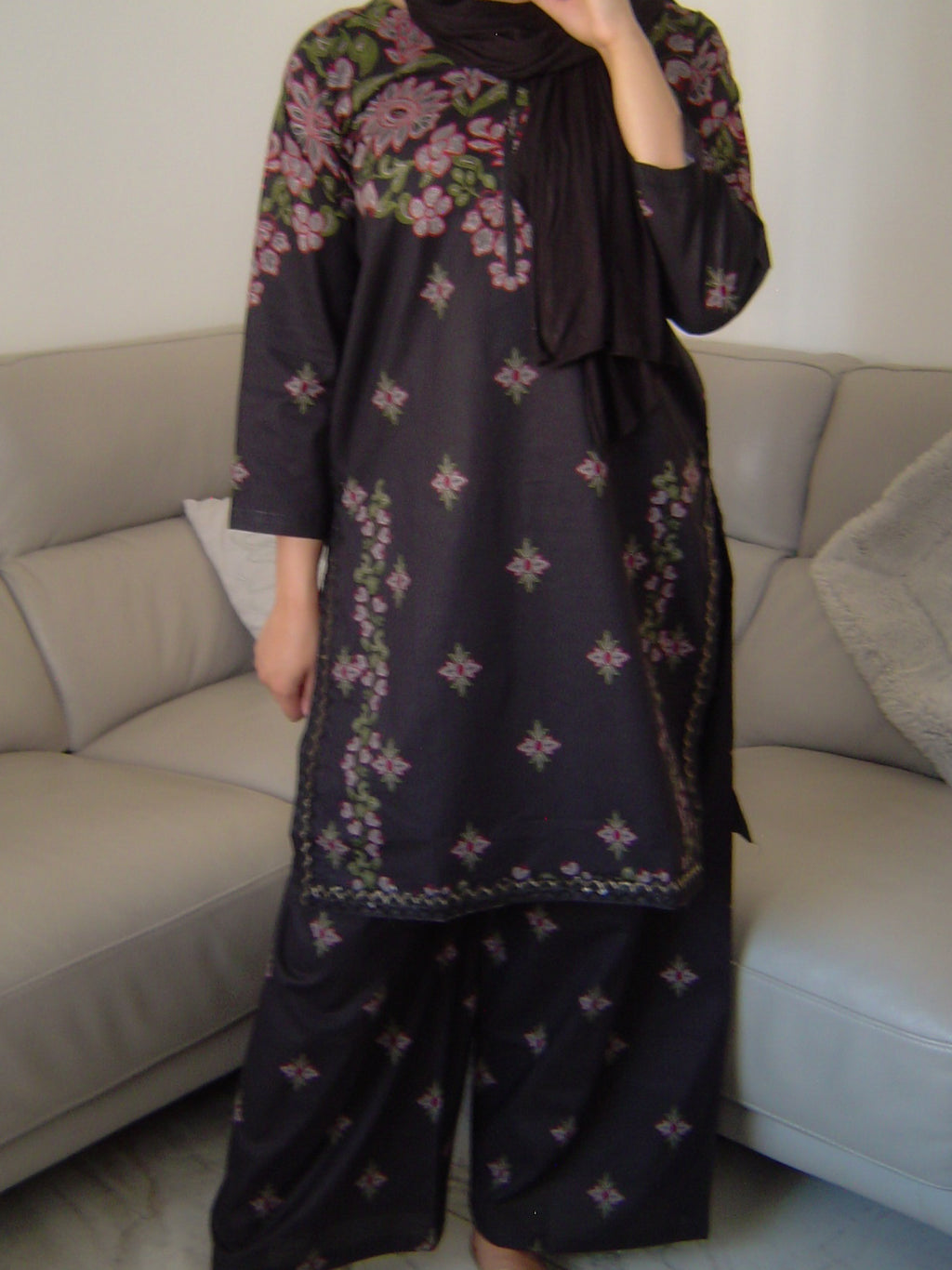 Black Printed 2-Piece Cotton Lawn Coord Suit Set