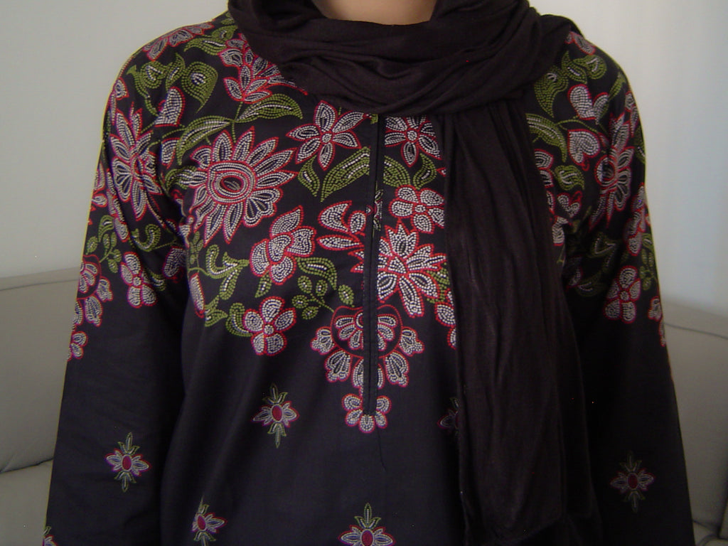 Black Printed 2-Piece Cotton Lawn Coord Suit Set
