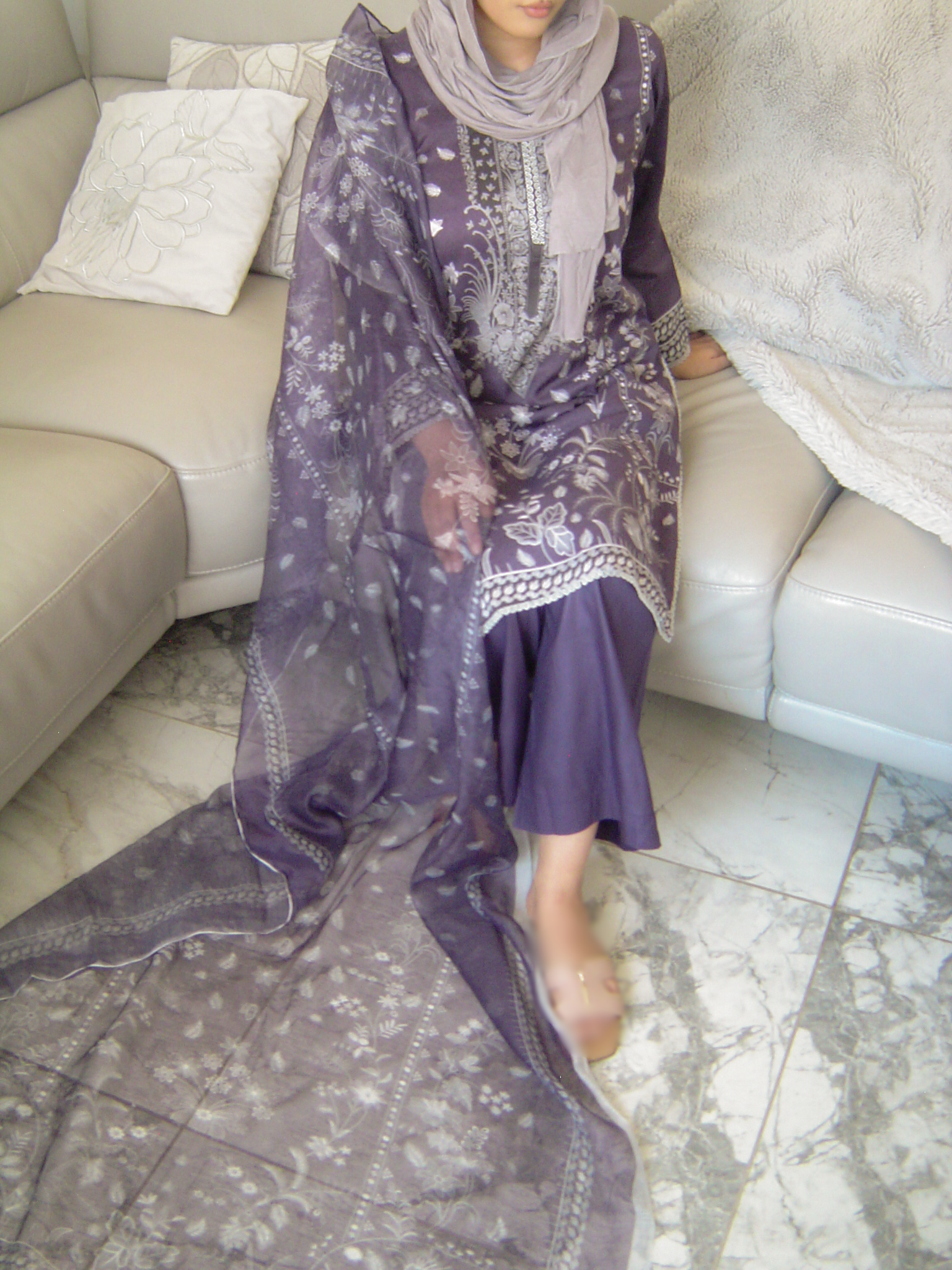 Indigo Printed Cotton Lawn 3-Piece Suit