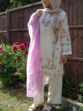 Cream Printed 100% Cotton 3-Piece suit